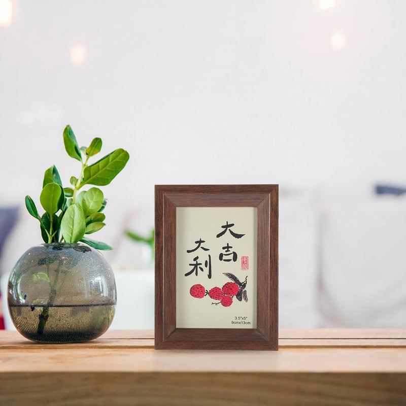 4pcs Vintage Wood Picture Frames 5-inch (9x13cm) Deep Walnut Color for Wall and Tabletop Home Decor Wedding Photo Display - Image 5