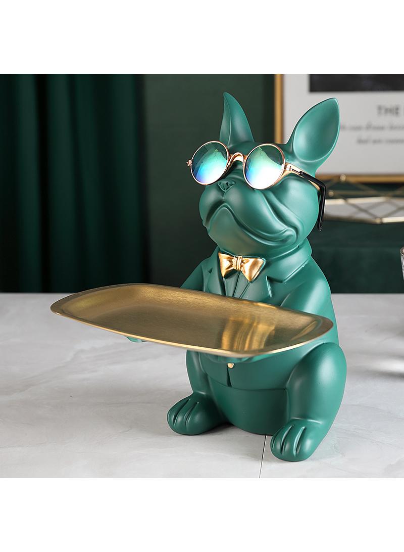 General 1-Piece Decorative Convenient Cool Bulldog Statue Green  - Image 1