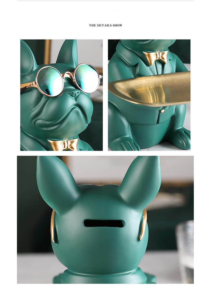 General 1-Piece Decorative Convenient Cool Bulldog Statue Green  - Image 3