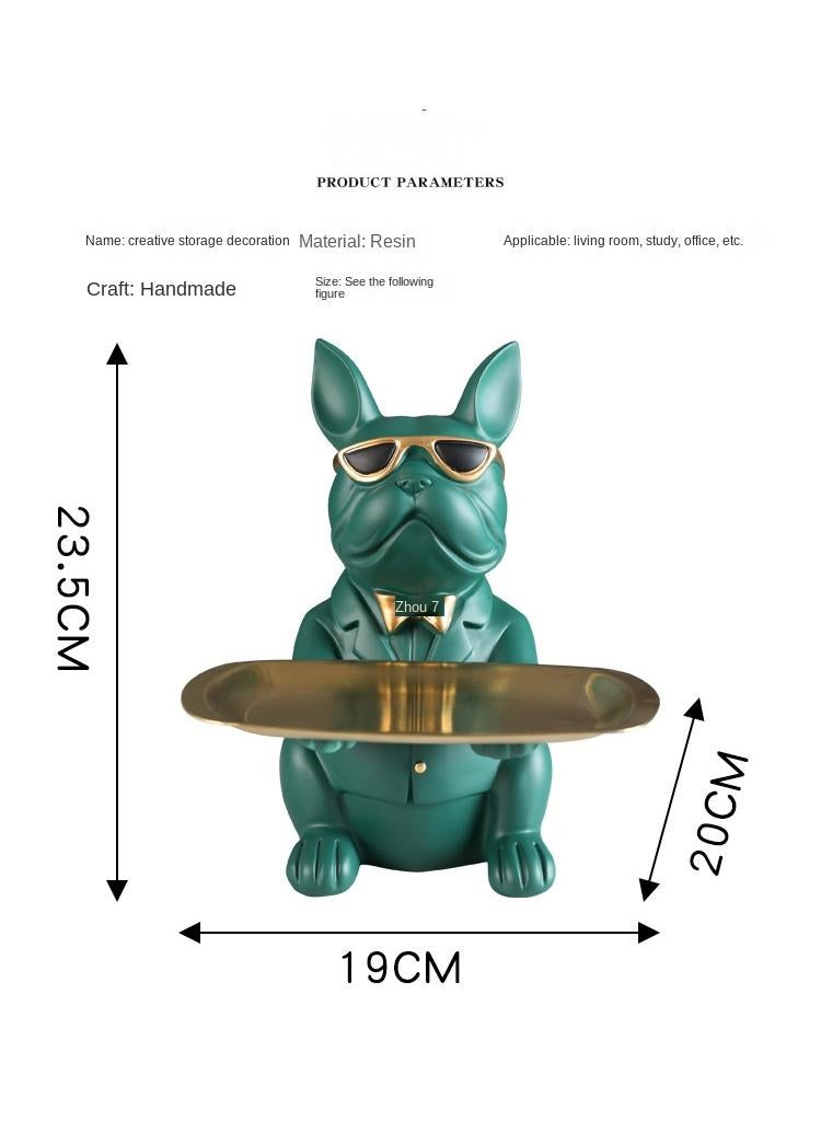 General 1-Piece Decorative Convenient Cool Bulldog Statue Green  - Image 2