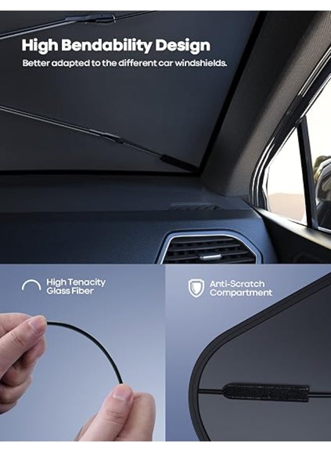 Car Windshield Sun Shade Umbrella – Foldable UV Protection Front Window Sunshade with Storage Pouch, Easy Open/Close Design for SUVs, Trucks & Most Vehicles - Image 2
