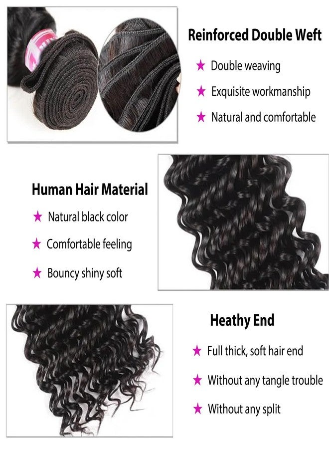 LICHANG Deep Wave Human Hair Bundles 20 22 24 Inch 100% Unprocessed Brazilian Virgin Hair Deep Curly Weave Human Hair 3 Bundles Real Human hair Deep Wave Bundles for Women Natural Black - Image 2