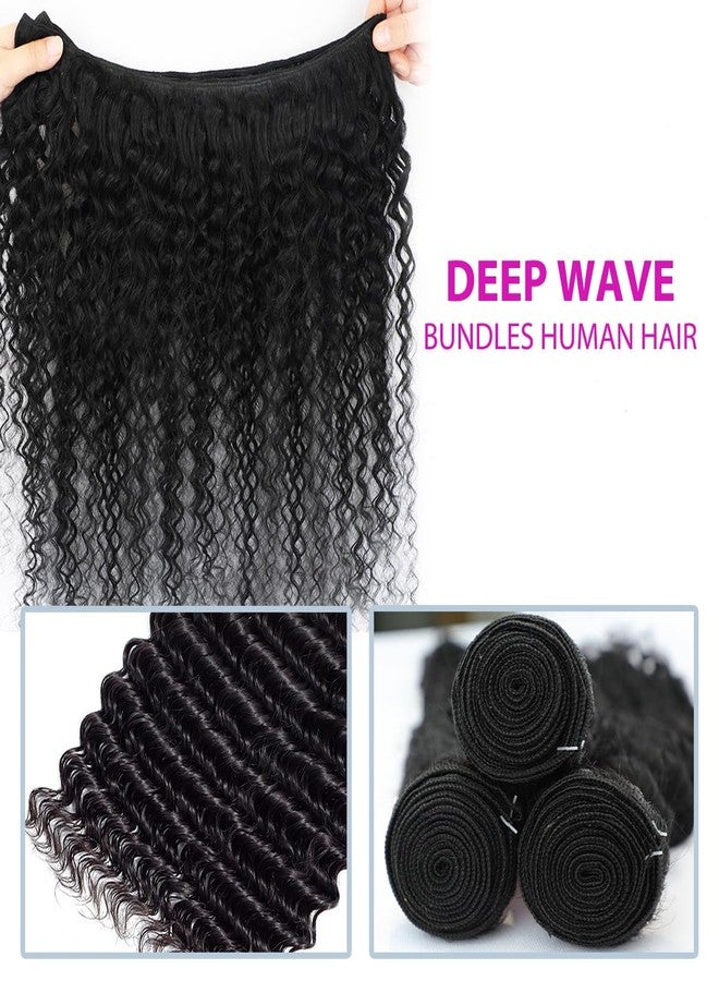 LICHANG Deep Wave Human Hair Bundles 20 22 24 Inch 100% Unprocessed Brazilian Virgin Hair Deep Curly Weave Human Hair 3 Bundles Real Human hair Deep Wave Bundles for Women Natural Black - Image 4