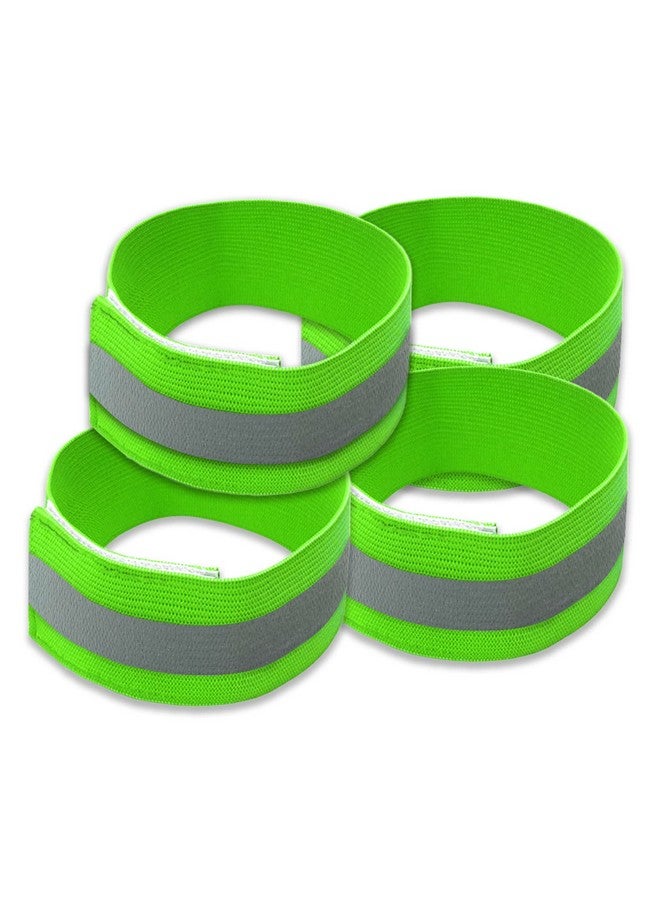 EKIND Adjustable Elastic Lightweight High Visibility Reflective Arm Bands Wristbands Wrist Ankle Leg Bands Bike Pants Cuff Straps For Running Walking Joggingcyclingmotorcycle(4 Pack Green) - Image 1