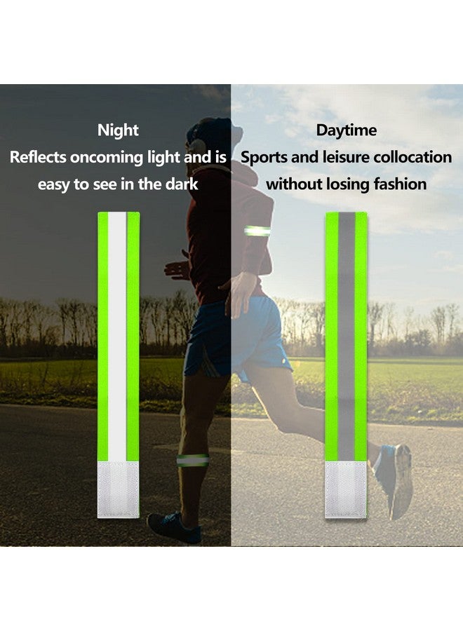 EKIND Adjustable Elastic Lightweight High Visibility Reflective Arm Bands Wristbands Wrist Ankle Leg Bands Bike Pants Cuff Straps For Running Walking Joggingcyclingmotorcycle(4 Pack Green) - Image 5