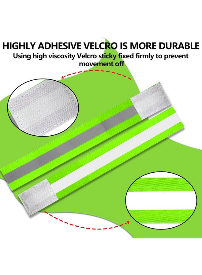 EKIND Adjustable Elastic Lightweight High Visibility Reflective Arm Bands Wristbands Wrist Ankle Leg Bands Bike Pants Cuff Straps For Running Walking Joggingcyclingmotorcycle(4 Pack Green) - Image 4