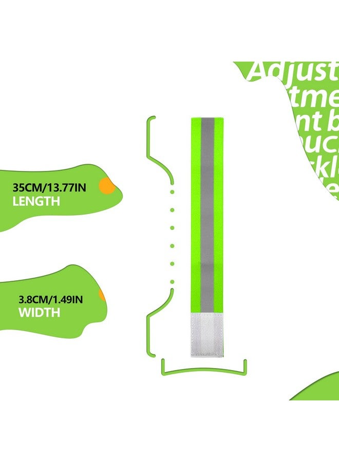 EKIND Adjustable Elastic Lightweight High Visibility Reflective Arm Bands Wristbands Wrist Ankle Leg Bands Bike Pants Cuff Straps For Running Walking Joggingcyclingmotorcycle(4 Pack Green) - Image 3