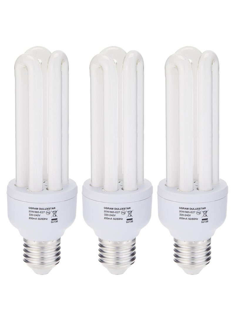 أوسرام (حزمة من 3) أوسرام موفر الطاقة T4 20W DAYLIGHT BULB PROMO، QEST4/20W/D/S  - Image 1