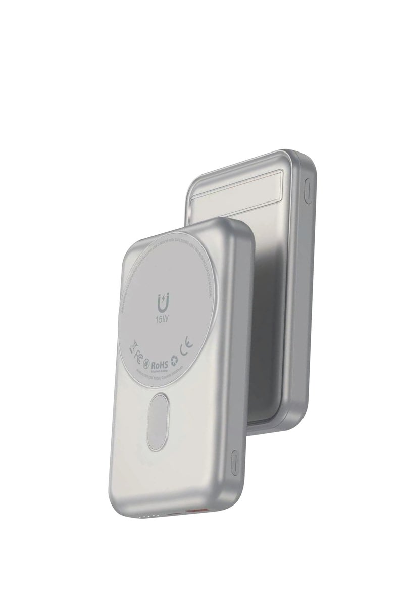 GREEN LION Lagos 10000mAh MagSafe Power Bank PD20W / Premium Quality / Wireless Charging / Strong Adsorption / Built-in Stand - Titanium - Image 1