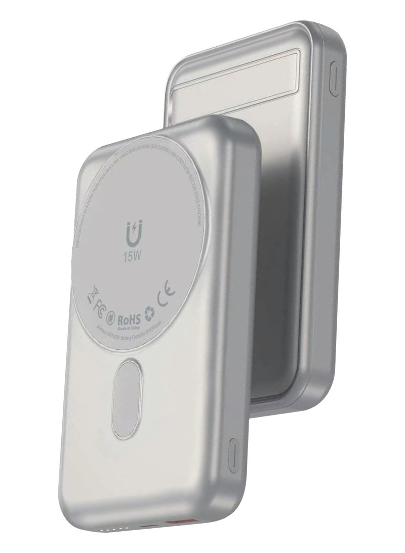 جرين ليون بنك طاقة Lagos MagSafe بسعة 10000mAh، شحن سريع PD 20W، شاحن محمول مع شحن لاسلكي 15W، حزمة بطارية مع امتصاص مغناطيسي قوي، قاعدة مدمجة، متوافق مع سلسلة iPhone 17-12 - Image 1