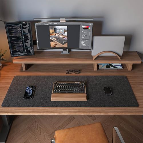 DAWNTREES Felt Desk Mat | Computer Mat for Desk(36x12Inches) | Large Felt Mouse Pad and Keyboard Mat | Desk Protector for Office | Dark Gray - Image 4