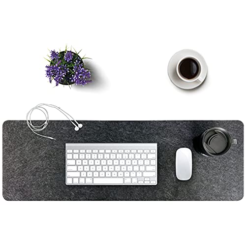 DAWNTREES Felt Desk Mat | Computer Mat for Desk(36x12Inches) | Large Felt Mouse Pad and Keyboard Mat | Desk Protector for Office | Dark Gray - Image 3