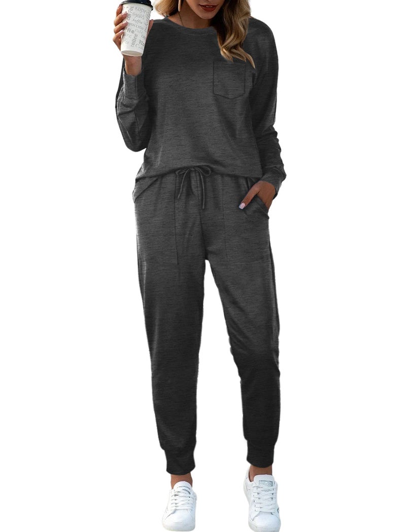 Bofell Womens 2 Piece Outfits Casual Lounge Sets Fall Fashion 2023 Travel Grey XL - Image 5