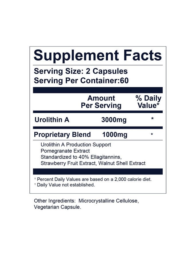 Life Nutrition 120 Count Capsules 3000MG Urolithin A+, Advanced Cellular Health & Vitality, Made in USA - Image 2
