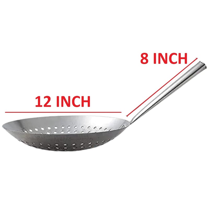 Bridge2shopping Bridge2shopping Stainless Steel Stir Fry Skimmer Mandarin Strainer for Commercial Purpose 12 INCH Diameter  - Image 2