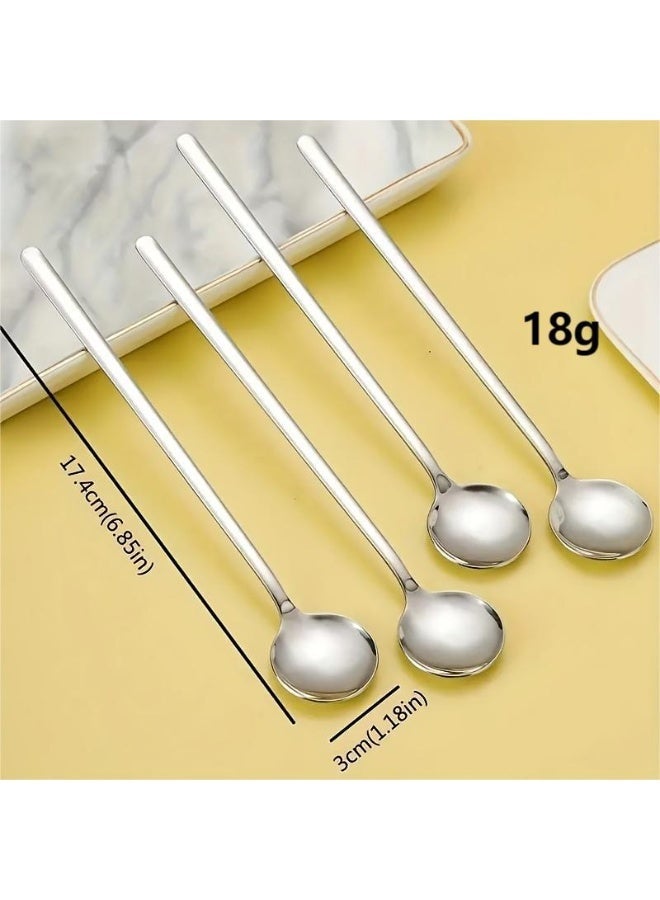 8-piece set of  stainless steel espresso spoons, mini spoon set, suitable for coffee, English tea, desserts, cakes, ice cream, cappuccino, 6.85 inches 17.4cm silver - Image 3