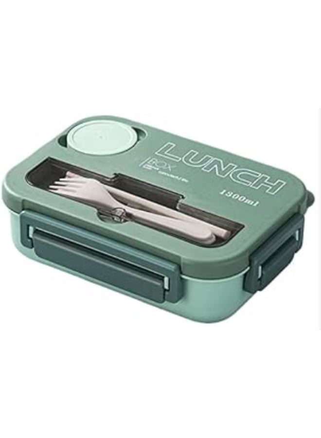 لولكس علب غداء لولاكس بينتو للبالغين والأطفال، حاوية صلصة التغميس، تصميم بأربعة أقسام، مصنوعة من مواد آمنة غذائياً، مقاومة للحرارة، مناسبة للمدارس والمكاتب (1300 مل، أخضر)