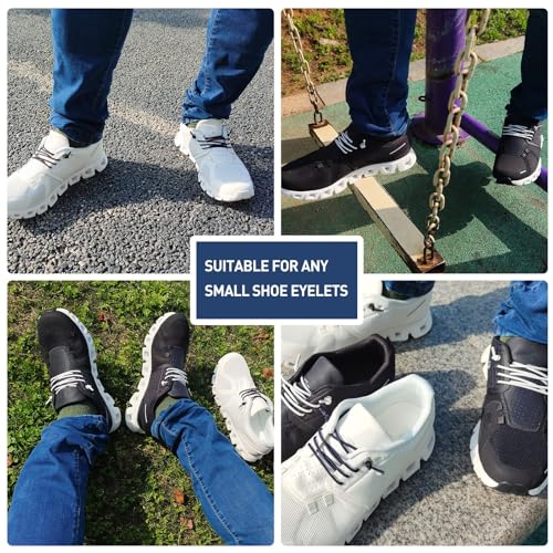 NDTEZUGT 2 Pairs 1/10" (2.5mm) Elastic Thin Shoe Laces, Stretch Round Shoelaces Shoe Strings Replacement for On Cloud Sneaker,Tieless No Tie Laces for Adults and Kids (Black 03, 24''/60cm) - Image 5