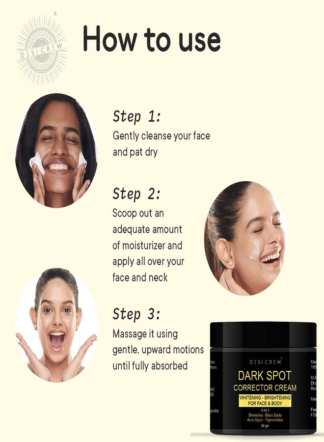 DESICREW Desi Crew Dark Spot Corrector Cream | Brightening & Lightening | Pimple Marks | Acne Scars | Uneven Skin Tone | Pigmentation & Blemish, (Pack Of 2 Jar 100 GM) - Image 3