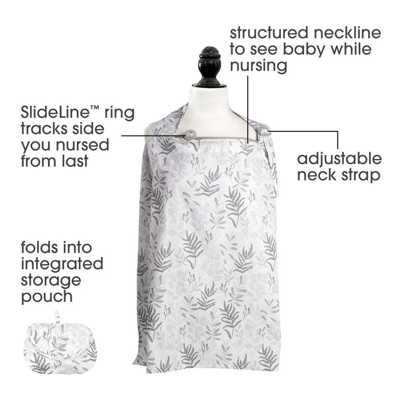 بوبي Boppy Nursing Cover for Breastfeeding, Gray Ferns, Apron Style with Storage Pocket, Rigid Neckline to See Baby While Feeding, and Breastfeeding or Pumping - Image 2