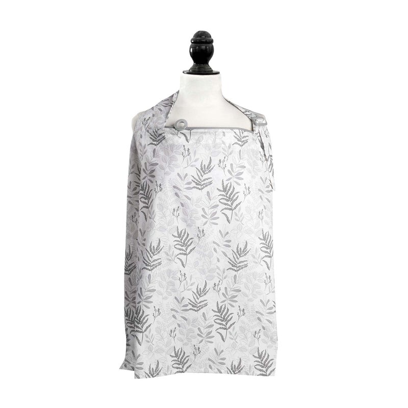 بوبي Boppy Nursing Cover for Breastfeeding, Gray Ferns, Apron Style with Storage Pocket, Rigid Neckline to See Baby While Feeding, and Breastfeeding or Pumping - Image 1