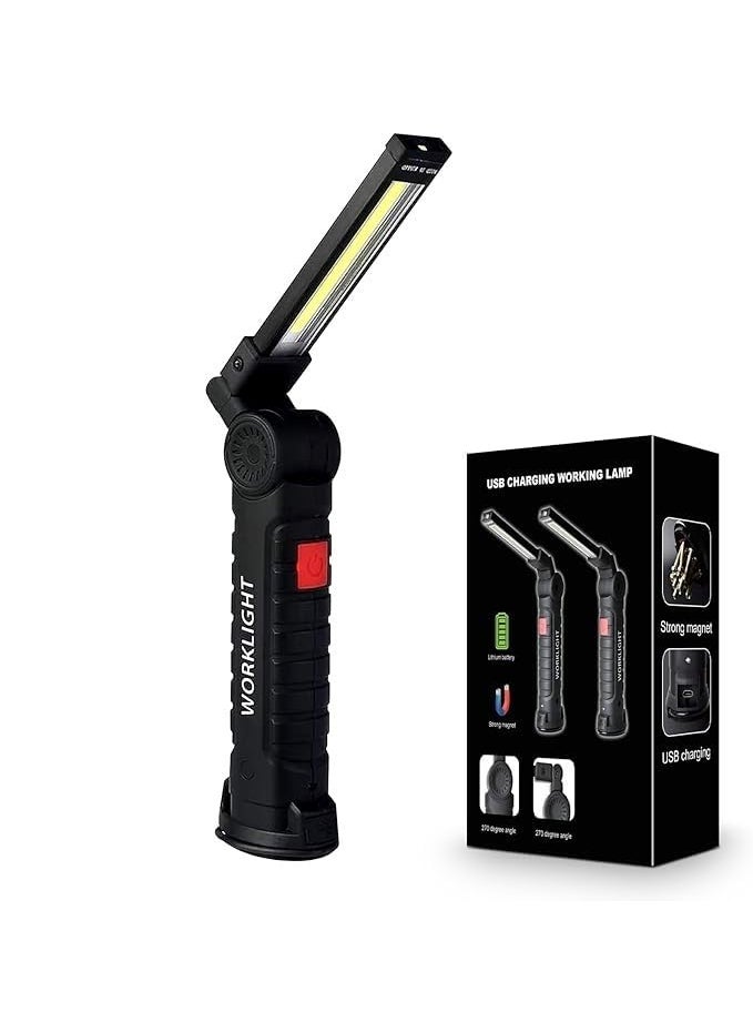 VIHM VIHM LED Work LightsUSB Rechargeable COB Light with Magnetic Base 360Rotate and 4 Modes Folding Flashlight Inspection Mechanic Light for Car Repairing Workshop Household and Emergency Use  - Image 1