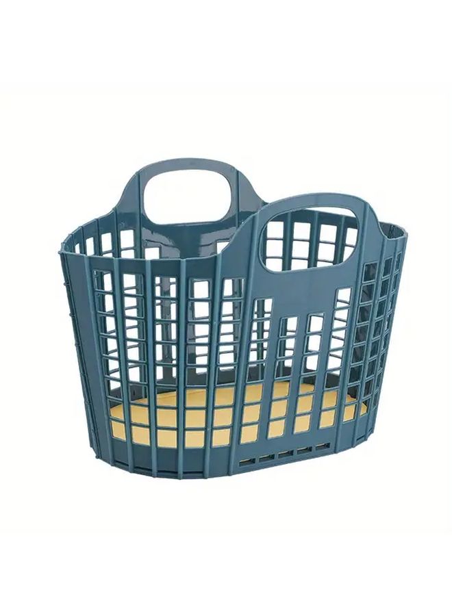 Foldable Waterproof Laundry Hamper Basket With Drainage Holes Blue Storage Organizer - Image 1