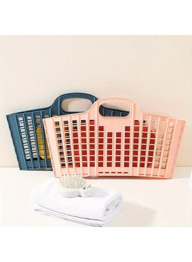 Foldable Waterproof Laundry Hamper Basket With Drainage Holes Blue Storage Organizer - Image 2