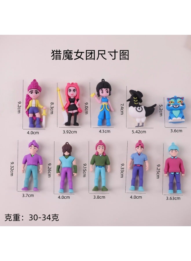 New Kpop Demon Hunter Girl Group Keychain Oversized Plush Doll Pendant Pvc Soft Rubber Trendy Toy Accessories - Image 4