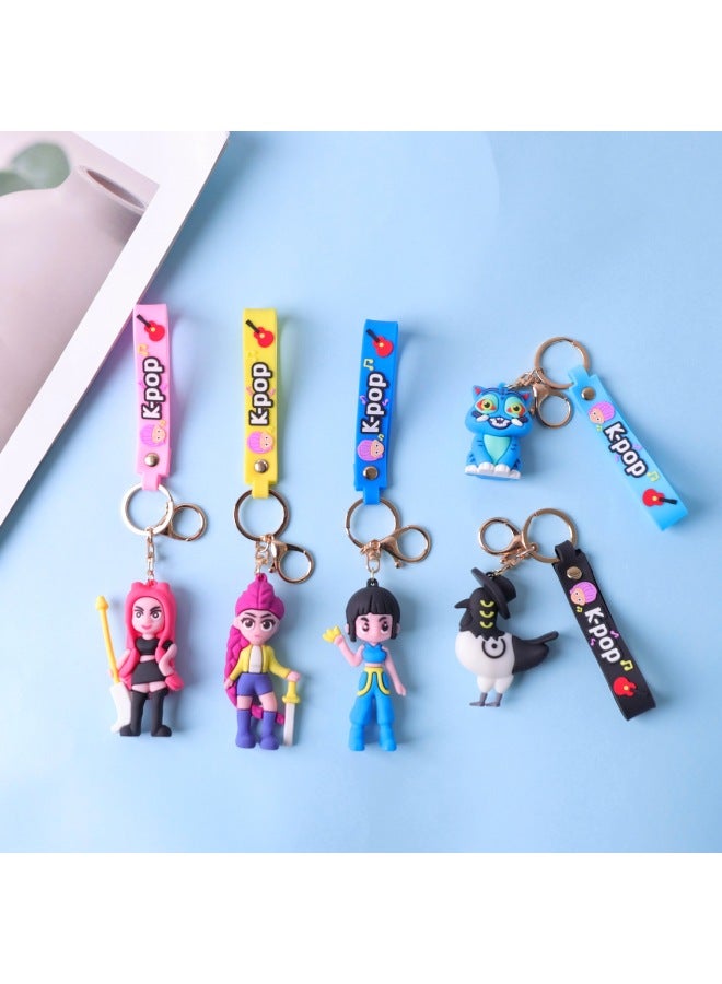 New Kpop Demon Hunter Girl Group Keychain Oversized Plush Doll Pendant Pvc Soft Rubber Trendy Toy Accessories - Image 2