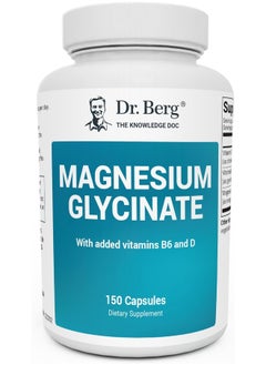 Dr. Berg Nutritionals Magnesium Glycinate 400mg - Fully Chelated Magnesium Glycinate Capsules for Stress, Calm, Relaxation And Sleep Support - Includes Magnesium-Glycinate w/Vitamin D And B6-150 Veg Capsules  - Image 1