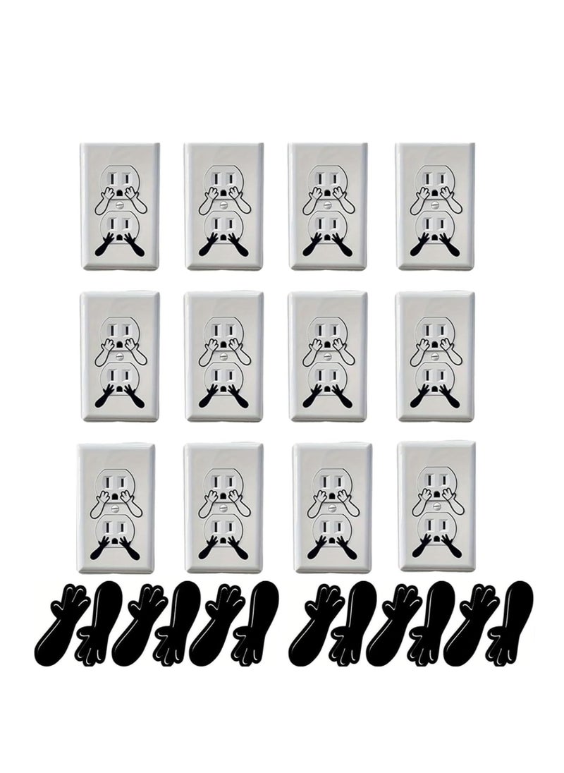 Generic Funny Outlet Cover Decal,12 Pair Arm and Hand Outlet Decals,Duplex Outlet Wall Plate Cover,Humorous Wall Outlet Sticker Home Decoration Stickers  - Image 1