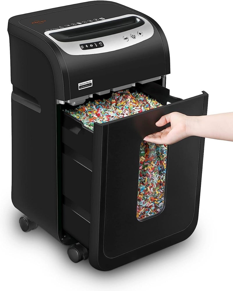 Mirco-Cut Paper Shredder Heavy Duty, 18-Sheet Shreds Paper/Card/Staple/Clip Paper Shredder for Home Office Use, Security Level P-4 Jam Proof System 30L Pullout Basket and Wheels - Image 1