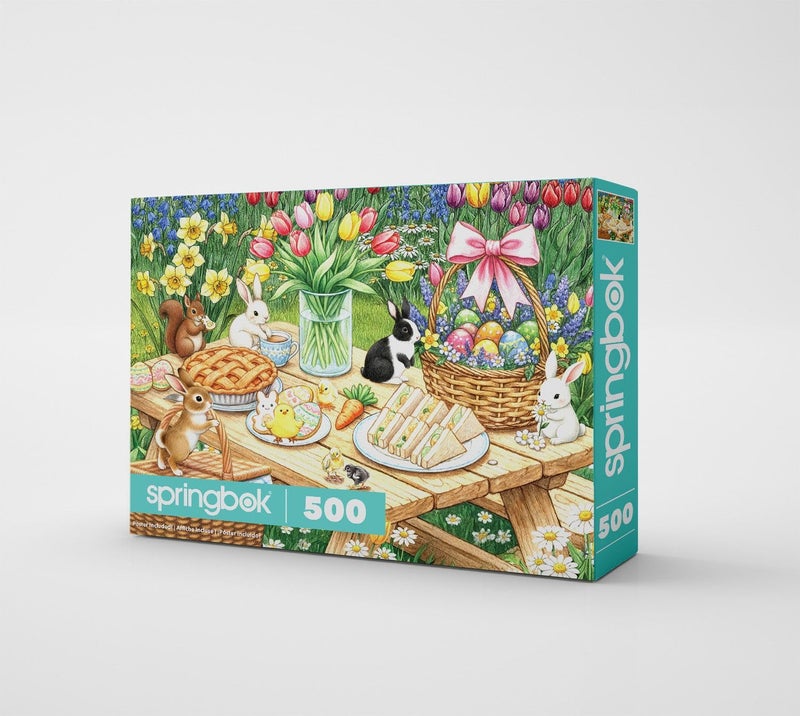 Springbok Easter Picnic 500 Piece Jigsaw Puzzle for Adults – Poster Now Included - Spring and Floral – Unique Cut Pieces – Made in USA - Image 2
