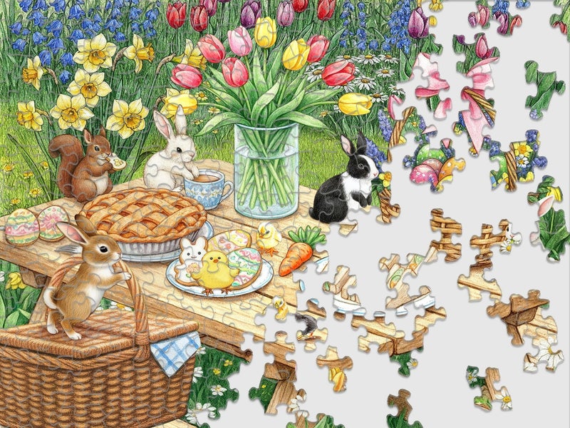 Springbok Easter Picnic 500 Piece Jigsaw Puzzle for Adults – Poster Now Included - Spring and Floral – Unique Cut Pieces – Made in USA - Image 5