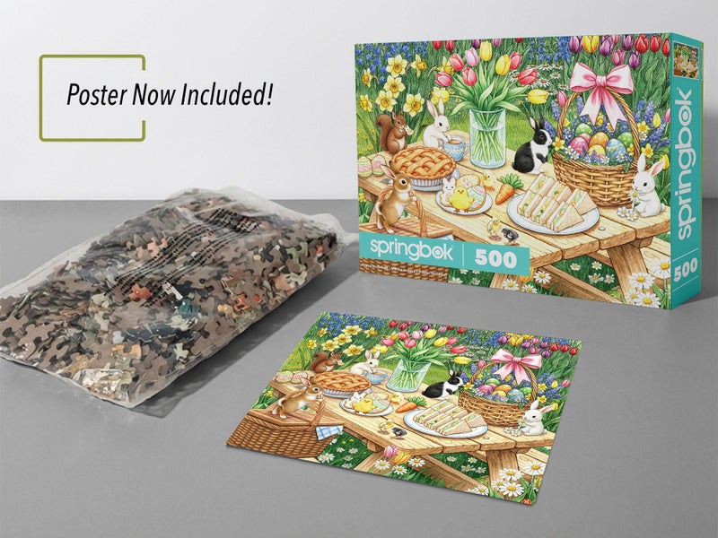 Springbok Easter Picnic 500 Piece Jigsaw Puzzle for Adults – Poster Now Included - Spring and Floral – Unique Cut Pieces – Made in USA - Image 3