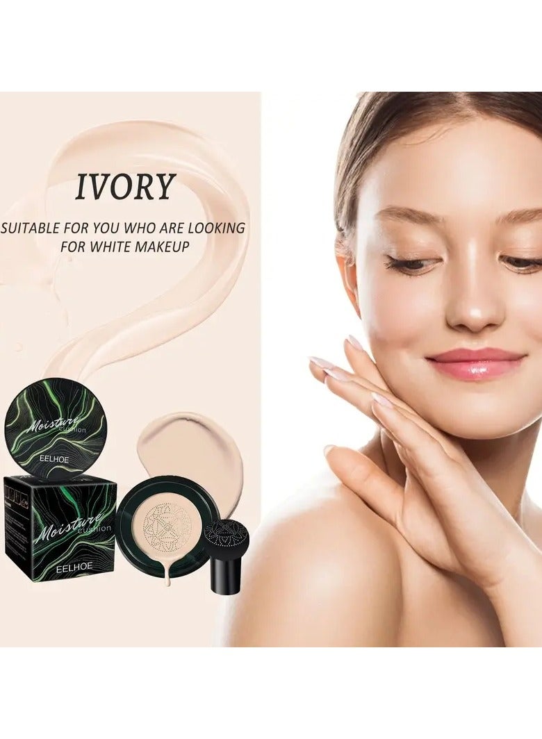 EELHOE Hydrating 3-Color Cushion BB Cream with Mushroom Head Sponge - Natural Nude Makeup Concealer Cream for Facial Blemishes, Long Lasting Brightening Liquid Foundation - Image 3