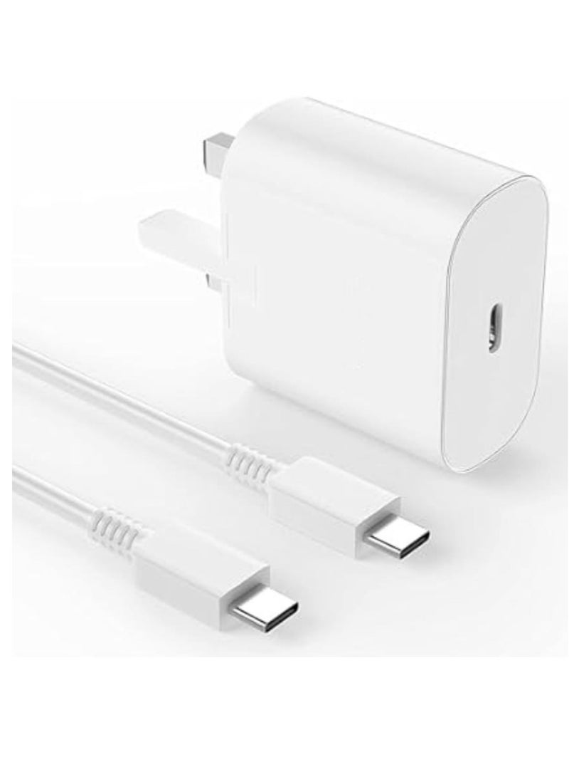 25W Fast Charging Wall Charger with Type-C Cable White - Image 1