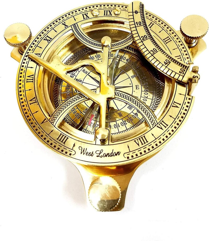 THOR INSTRUMENTS 5" Brass Sundial Compass Solid Brass Sundial Compass Rustic Vintage Home Decor Gifts - Image 3