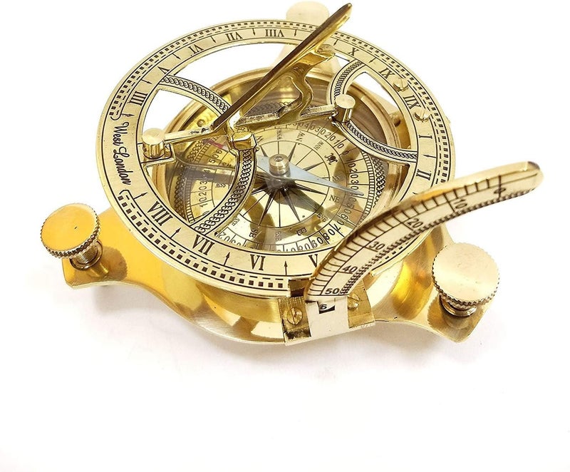 THOR INSTRUMENTS 5" Brass Sundial Compass Solid Brass Sundial Compass Rustic Vintage Home Decor Gifts - Image 2