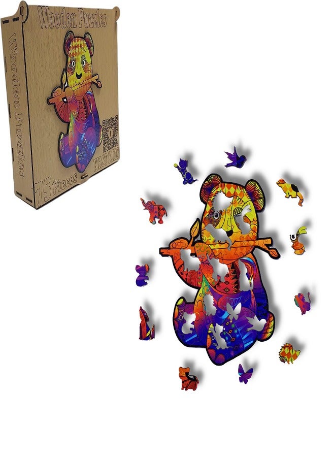 Panda Shaped Wooden Jigsaw Puzzle, for Adults and Kids | Laser Cut Premium Wood | Animals Shaped 3D Puzzle (75 Pcs) - Image 1