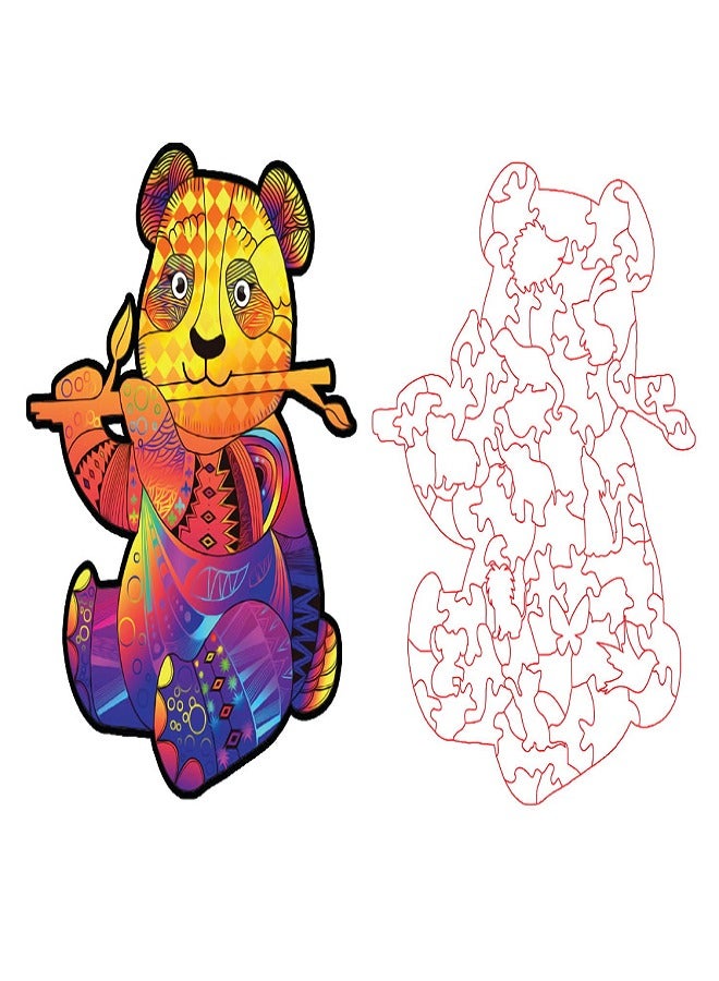Panda Shaped Wooden Jigsaw Puzzle, for Adults and Kids | Laser Cut Premium Wood | Animals Shaped 3D Puzzle (75 Pcs) - Image 2
