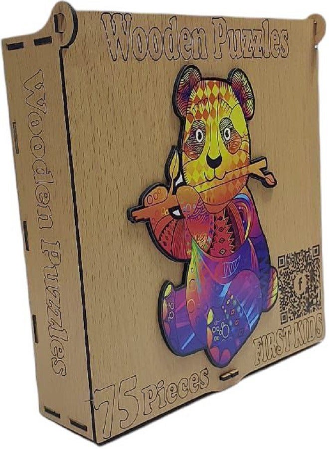 Panda Shaped Wooden Jigsaw Puzzle, for Adults and Kids | Laser Cut Premium Wood | Animals Shaped 3D Puzzle (75 Pcs) - Image 5