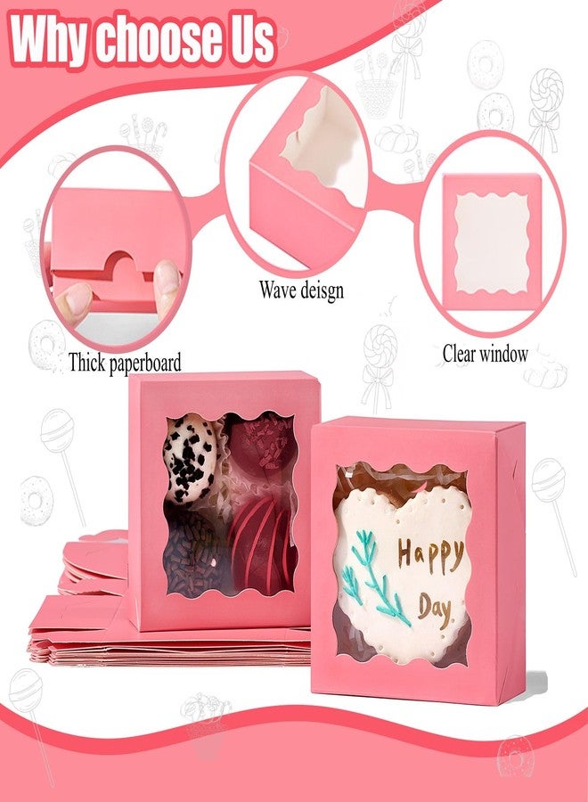 RomanticBaking 3 ¼" x 3 ¼" x 1 ½" 50PCS Chocolate Truffle Boxes for 4，Cookies Boxes Soap Boxes Donut Boxes Macaron Boxes Mini Bakery Boxes with Window Brownie Box - Image 2
