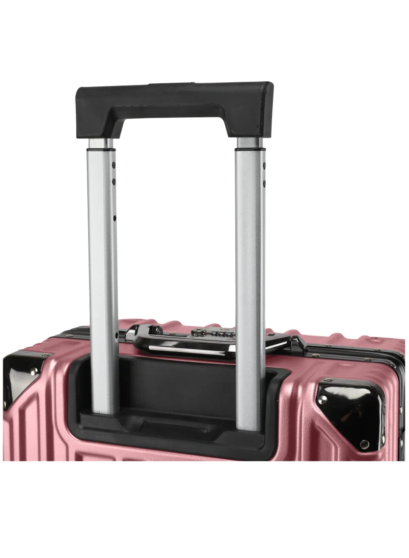 CABINPRO Lightweight Aluminum Frame Fashion Trolley Luggage Set of 3 Polycarbonate Hard Case Suitcase with 4 Quite 360° Double Spinner Wheels CP001 Rose Gold