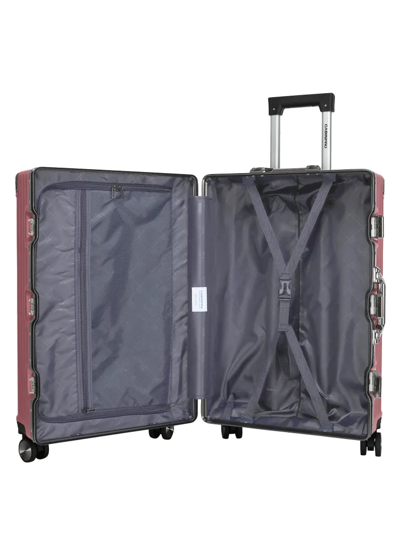 CABINPRO Lightweight Aluminum Frame Fashion Trolley Luggage Set of 3 Polycarbonate Hard Case Suitcase with 4 Quite 360° Double Spinner Wheels CP001 Rose Gold