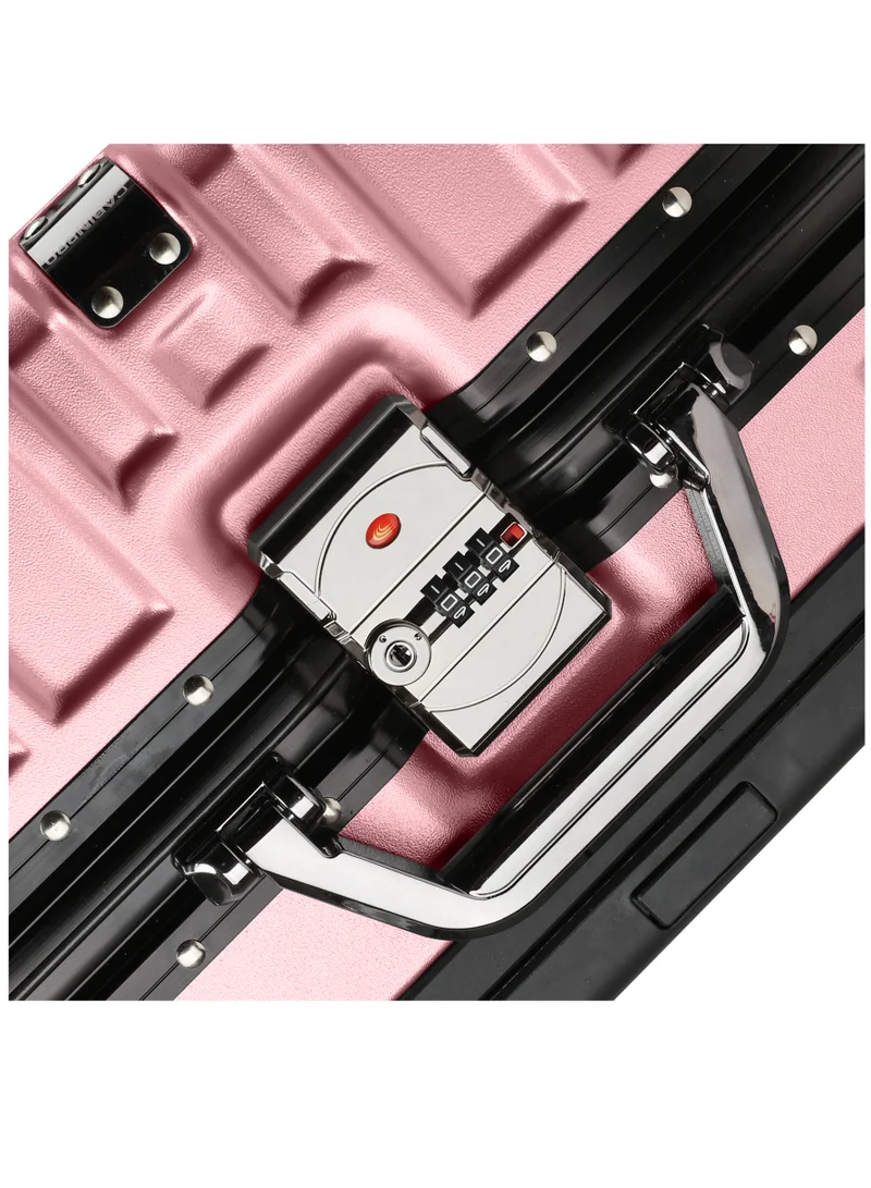 CABINPRO Lightweight Aluminum Frame Fashion Trolley Luggage Set of 3 Polycarbonate Hard Case Suitcase with 4 Quite 360° Double Spinner Wheels CP001 Rose Gold