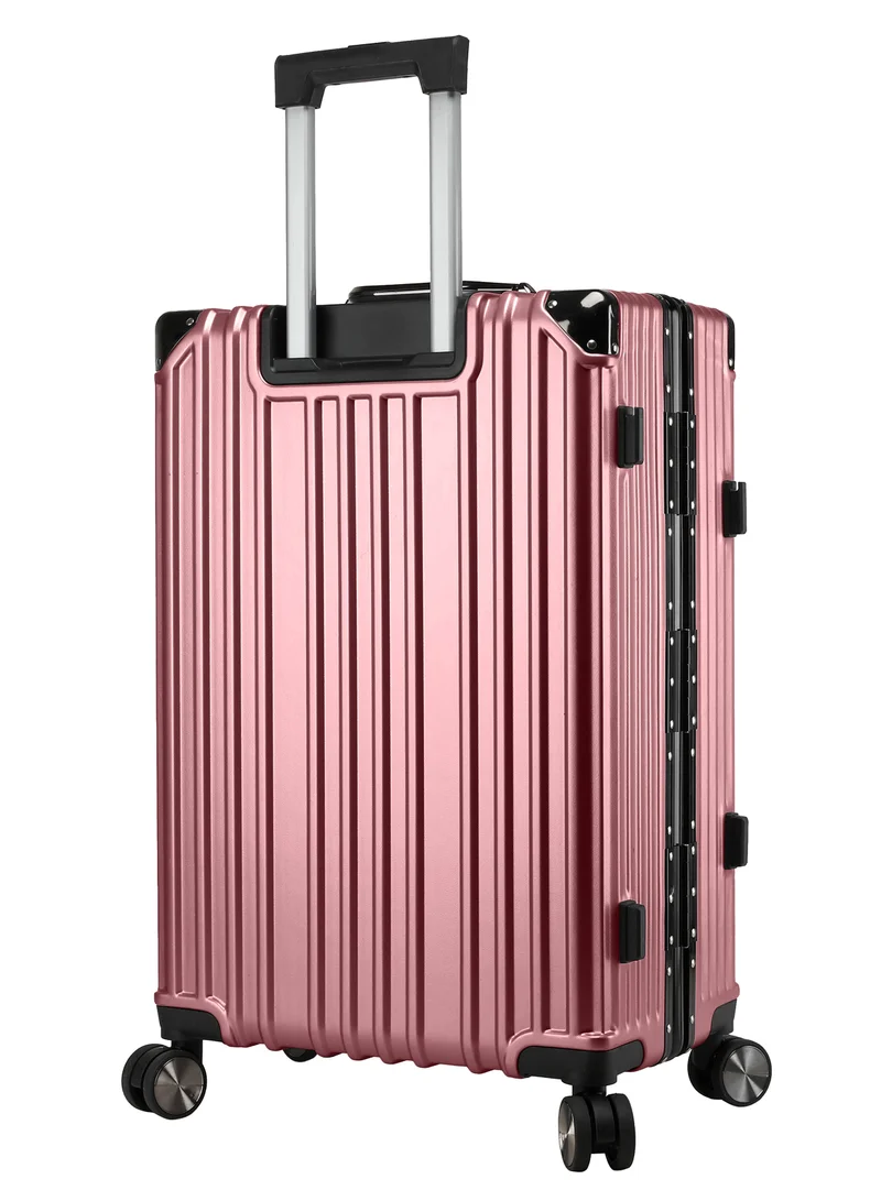 CABINPRO Lightweight Aluminum Frame Fashion Trolley Luggage Set of 3 Polycarbonate Hard Case Suitcase with 4 Quite 360° Double Spinner Wheels CP001 Rose Gold