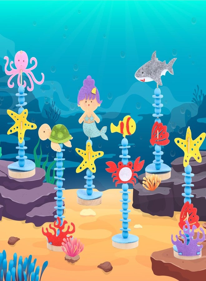 Coola Sea Animal Craft Kit Set for Preschool Kids - Educational Marine Life Kit with Felt & Wood for Ages 3-8, Fun & Easy DIY Activity for Boys & Girls, Pack of 6 - Image 2