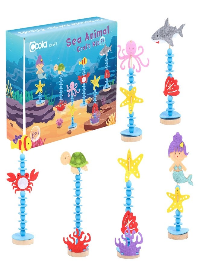 Coola Sea Animal Craft Kit Set for Preschool Kids - Educational Marine Life Kit with Felt & Wood for Ages 3-8, Fun & Easy DIY Activity for Boys & Girls, Pack of 6 - Image 1